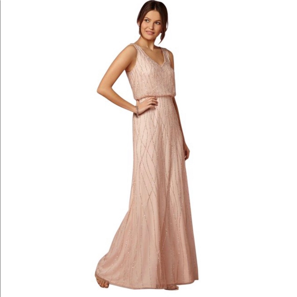 Adrianna Papell Beaded Sequin Formal Evening Gown